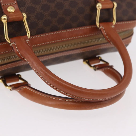 CELINE Macadam Canvas Hand Bag PVC Leather Brown Gold Auth 186868A