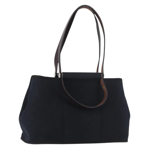 HERMES Kabak Elan PM Hand Bag Canvas 2way Black Silver Auth 186871V