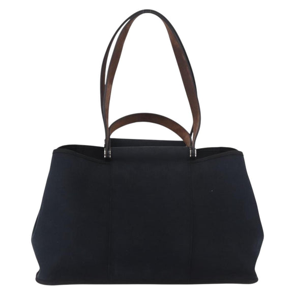 HERMES Kabak Elan PM Hand Bag Canvas 2way Black Silver Auth 186871V