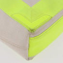 BALENCIAGA Navy Cabas XS Hand Bag Canvas Yellow Silver Auth 186872-10