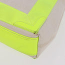 BALENCIAGA Navy Cabas XS Hand Bag Canvas Yellow Silver Auth 186872-14