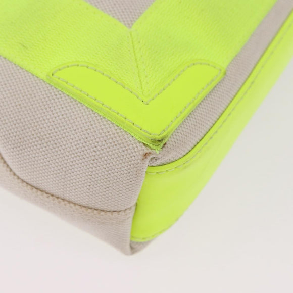 BALENCIAGA Navy Cabas XS Hand Bag Canvas Yellow Silver Auth 186872