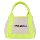 BALENCIAGA Navy Cabas XS Hand Bag Canvas Yellow Silver Auth 186872-13