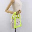 BALENCIAGA Navy Cabas XS Hand Bag Canvas Yellow Silver Auth 186872-21