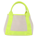BALENCIAGA Navy Cabas XS Hand Bag Canvas Yellow Silver Auth 186872-2