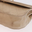 CHANEL Matelasse Chain Shoulder Bag Lamb Skin Beige Gold CC Auth 186875-15