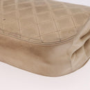 CHANEL Matelasse Chain Shoulder Bag Lamb Skin Beige Gold CC Auth 186875-17