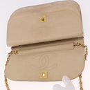 CHANEL Matelasse Chain Shoulder Bag Lamb Skin Beige Gold CC Auth 186875-19