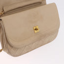 CHANEL Matelasse Chain Shoulder Bag Lamb Skin Beige Gold CC Auth 186875-21