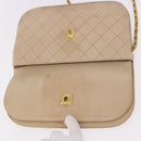 CHANEL Matelasse Chain Shoulder Bag Lamb Skin Beige Gold CC Auth 186875-10