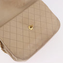 CHANEL Matelasse Chain Shoulder Bag Lamb Skin Beige Gold CC Auth 186875-23
