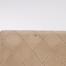 CHANEL Matelasse Chain Shoulder Bag Lamb Skin Beige Gold CC Auth 186875-2