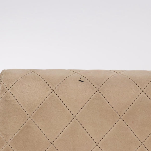 CHANEL Matelasse Chain Shoulder Bag Lamb Skin Beige Gold CC Auth 186875