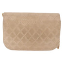 CHANEL Matelasse Chain Shoulder Bag Lamb Skin Beige Gold CC Auth 186875-3