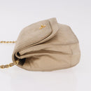 CHANEL Matelasse Chain Shoulder Bag Lamb Skin Beige Gold CC Auth 186875-5