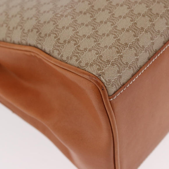 CELINE Macadam Canvas Hand Bag PVC Beige Gold Auth 186876