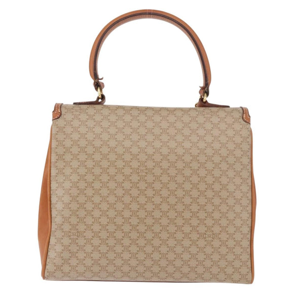 CELINE Macadam Canvas Hand Bag PVC Beige Gold Auth 186876