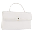 GIVENCHY Hand Bag Leather White Gold Auth 186878A-1