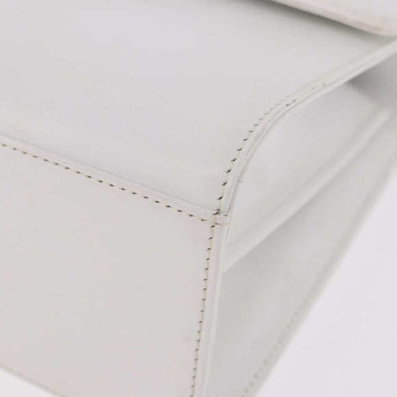 GIVENCHY Hand Bag Leather White Gold Auth 186878A