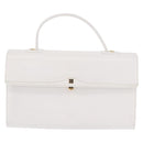 GIVENCHY Hand Bag Leather White Gold Auth 186878A-2