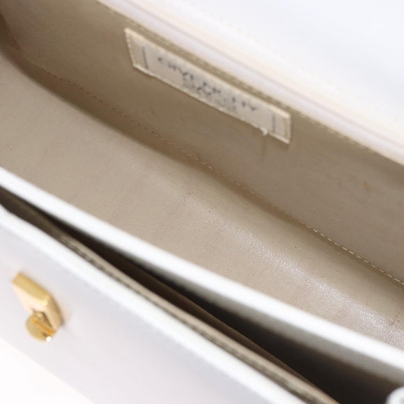 GIVENCHY Hand Bag Leather White Gold Auth 186878A