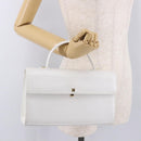 GIVENCHY Hand Bag Leather White Gold Auth 186878A-26
