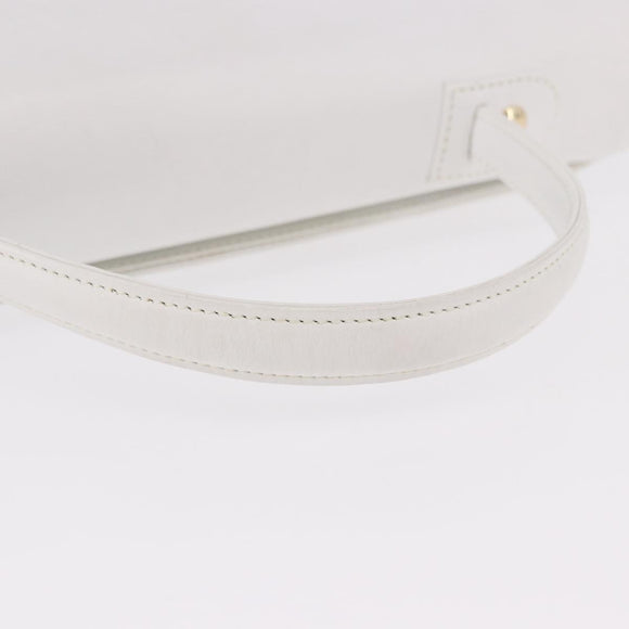 GIVENCHY Hand Bag Leather White Gold Auth 186878A