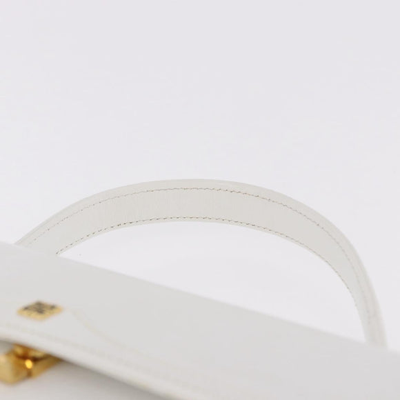 GIVENCHY Hand Bag Leather White Gold Auth 186878A