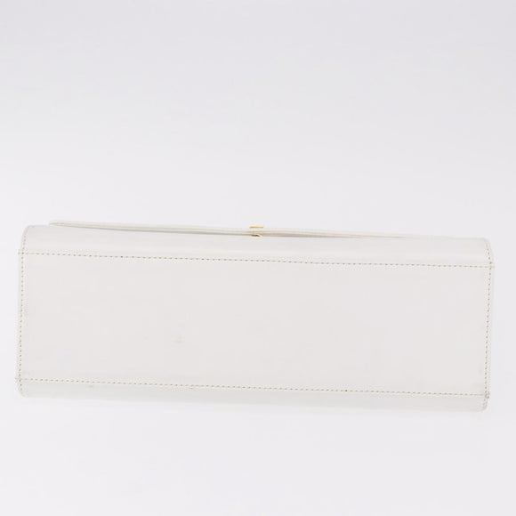 GIVENCHY Hand Bag Leather White Gold Auth 186878A