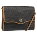 Christian Dior Honeycomb Canvas Shoulder Bag PVC Black Gold Auth 186880-1