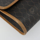 Christian Dior Honeycomb Canvas Shoulder Bag PVC Black Gold Auth 186880-14