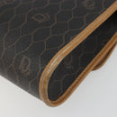 Christian Dior Honeycomb Canvas Shoulder Bag PVC Black Gold Auth 186880-15