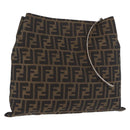 FENDI Zucca Canvas Hand Bag Black Brown Auth 186884-1