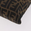 FENDI Zucca Canvas Hand Bag Black Brown Auth 186884-16