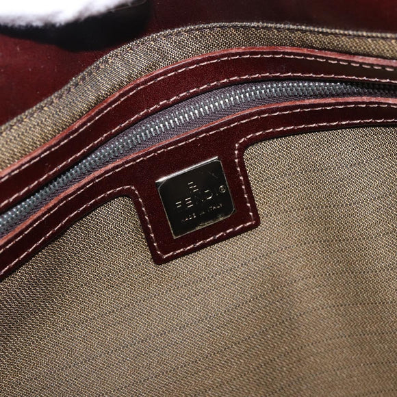 FENDI Zucca Canvas Hand Bag Black Brown Auth 186884