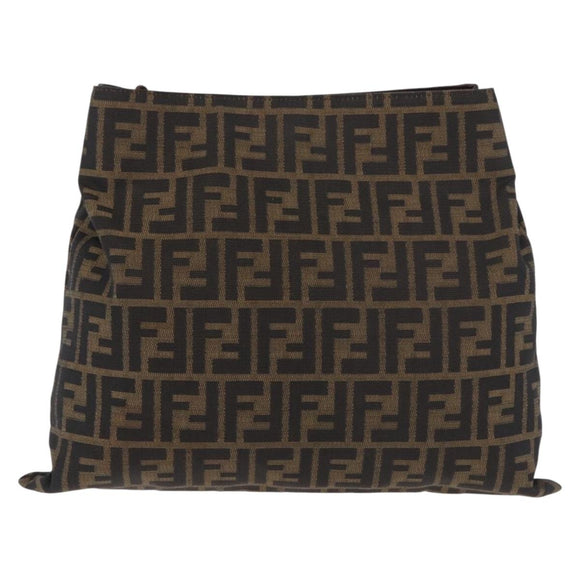 FENDI Zucca Canvas Hand Bag Black Brown Auth 186884