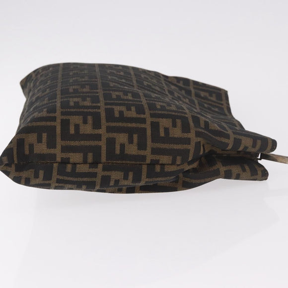 FENDI Zucca Canvas Hand Bag Black Brown Auth 186884