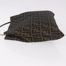 FENDI Zucca Canvas Hand Bag Black Brown Auth 186884-4