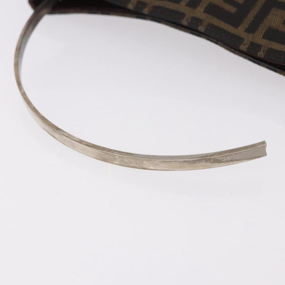 FENDI Zucca Canvas Hand Bag Black Brown Auth 186884