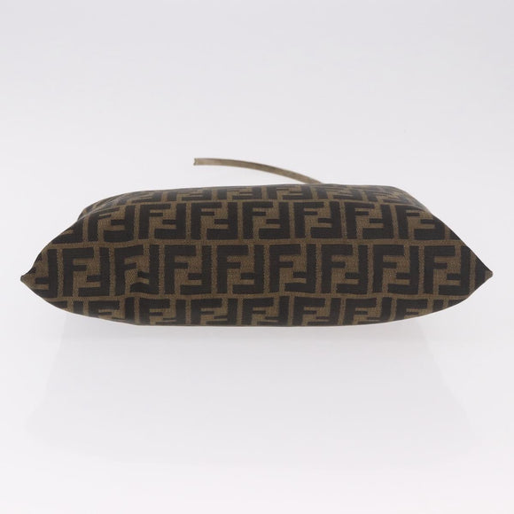 FENDI Zucca Canvas Hand Bag Black Brown Auth 186884