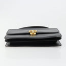 GUCCI Hand Bag Leather Black Gold Auth 186885-6