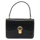 GUCCI Hand Bag Leather Black Gold Auth 186885-13