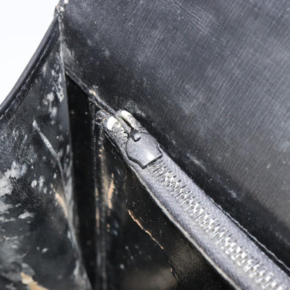 GUCCI Hand Bag Leather Black Gold Auth 186885
