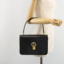 GUCCI Hand Bag Leather Black Gold Auth 186885-25