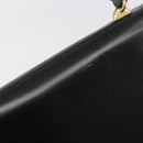GUCCI Hand Bag Leather Black Gold Auth 186885-3