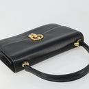 GUCCI Hand Bag Leather Black Gold Auth 186885-7