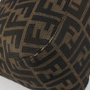 FENDI Zucca Canvas Mamma Baguette Shoulder Bag Black Brown Auth 186886V-16