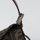 FENDI Zucca Canvas Mamma Baguette Shoulder Bag Black Brown Auth 186886V-17