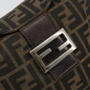 FENDI Zucca Canvas Mamma Baguette Shoulder Bag Black Brown Auth 186886V-18