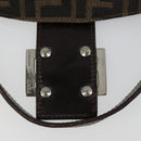 FENDI Zucca Canvas Mamma Baguette Shoulder Bag Black Brown Auth 186886V-10